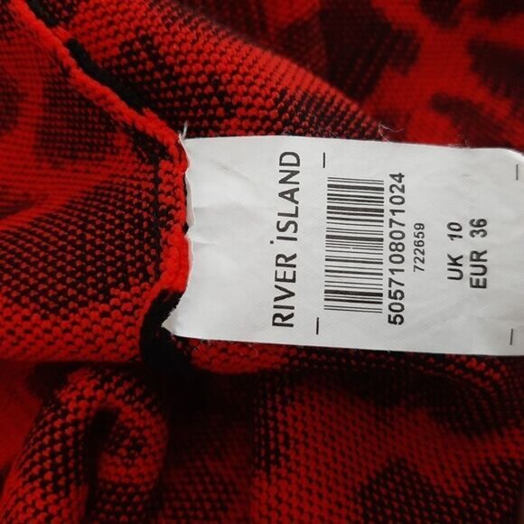 RIVER ISLAND Leopard Print Fine Knit Sweater T-Neck Top Sz M - Picture 10 of 12